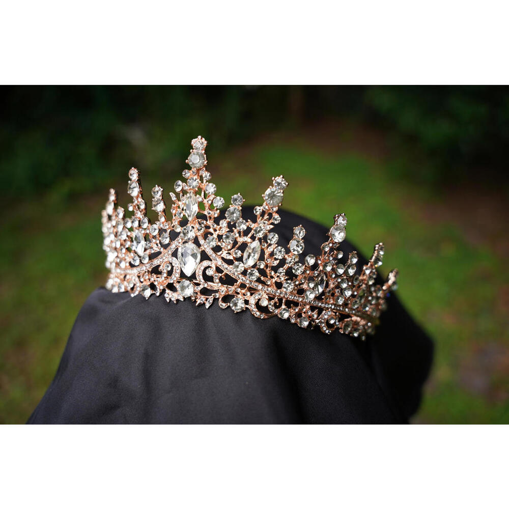 Rose Gold Bridal Tiara Crystal Birthday Wedding Gift Diadem tiered crown prom